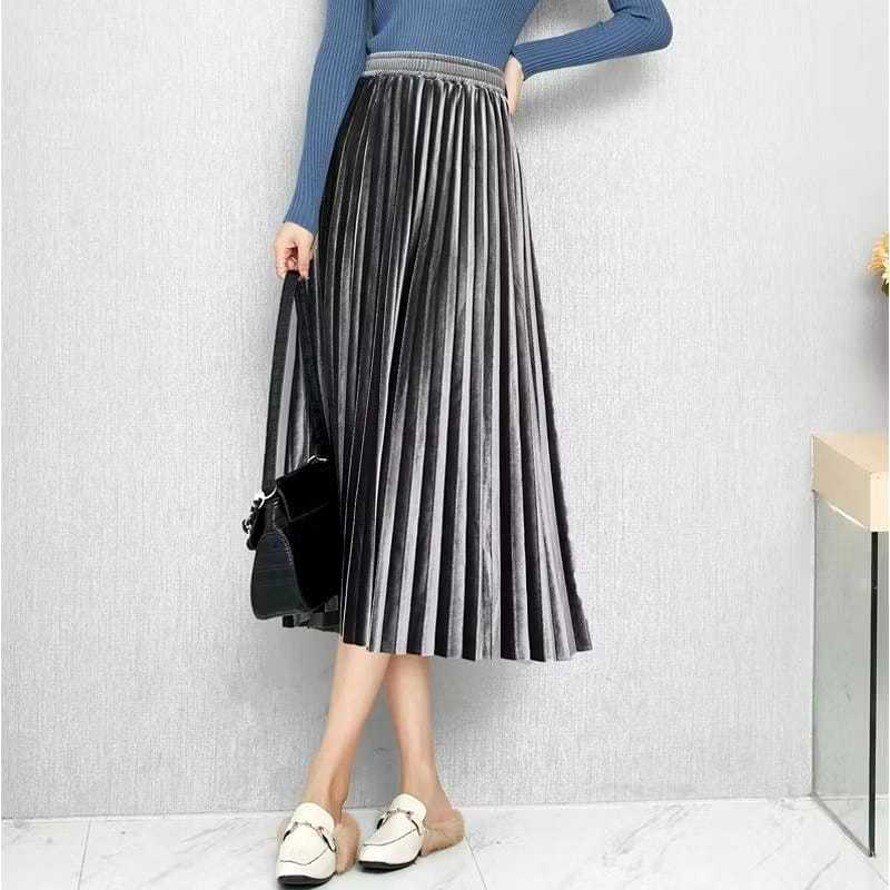 Rok plisket bludru 7/8 // Rok bludru plisket 7/8 // Rok bludru velvet 7/8 BB 35-76 2025