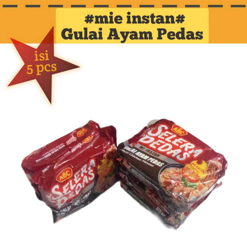 

Mie ABC Selera pedas Isi 5 Pcs netto 70grX5 Mie Instan ABC Selera Pedas