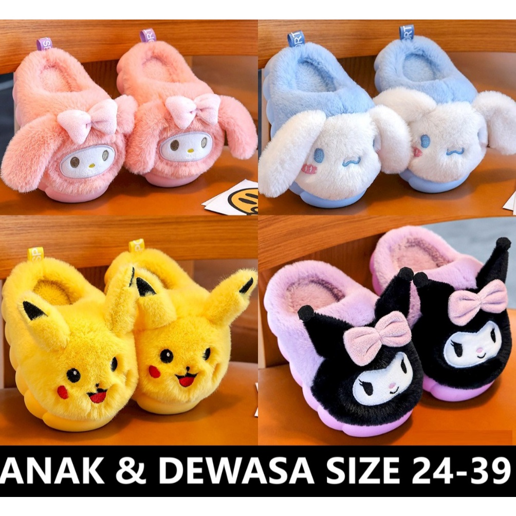 KODE D86Q SD11 225 Sandal Sendal Selop Bulu Sanrio Original import Sanrio Kuromi Cinnamoroll My melo