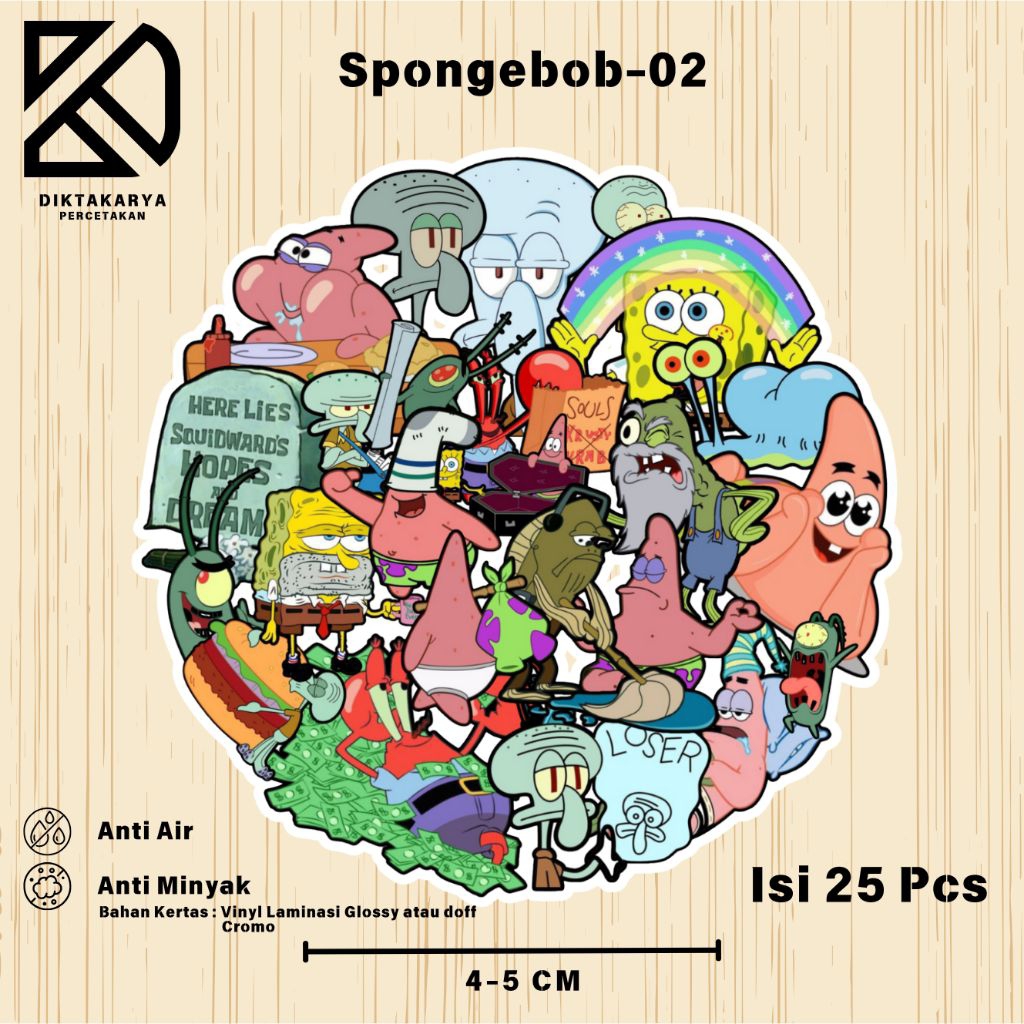 

Stiker Anime Spongebob-02 Paper Vinyl, Cromo Dekorasi Laptop, Koper, Tumbler DIY