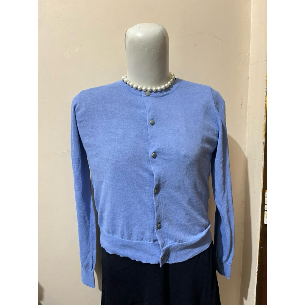 cardigan denim crop oneck soft knit branded by rope picnic (preloved)