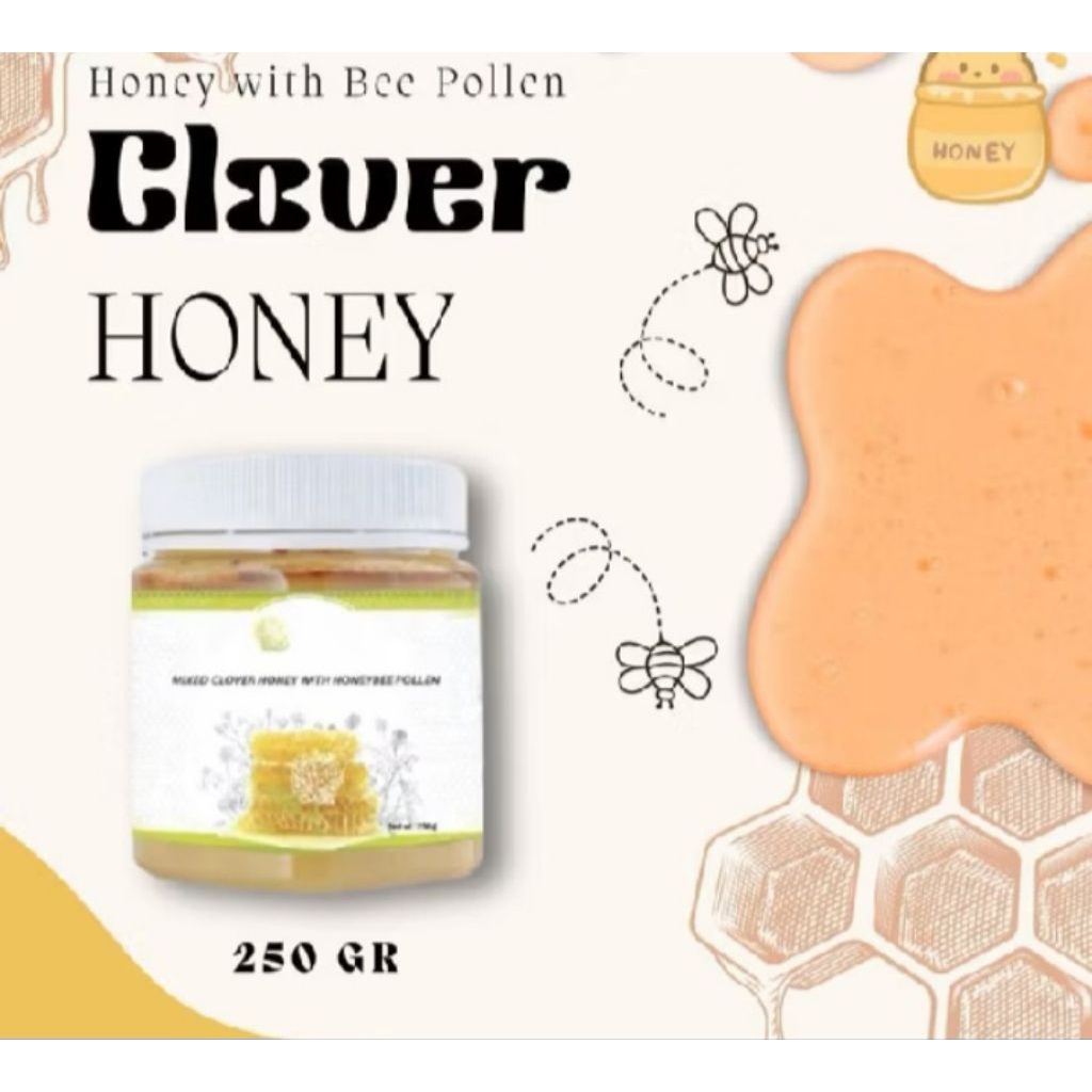 

madu clover honey 250gr ori exp 2028 free sendok kayu