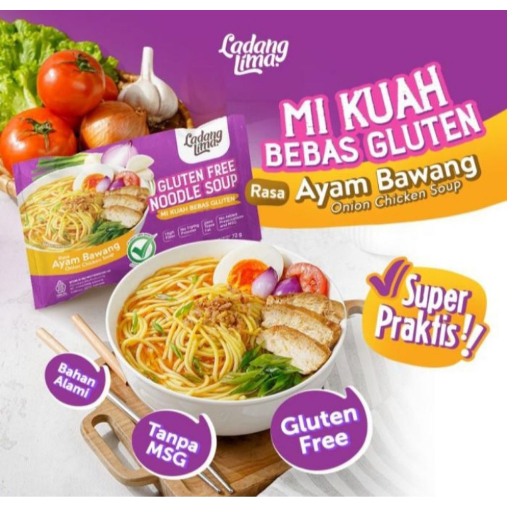 

Ladang lima mie kuah rasa ayam bawang sehat bebas gluten