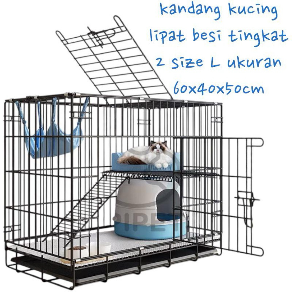 KANDANG KUCING LIPAT BESI SIZE L TINGKAT 2