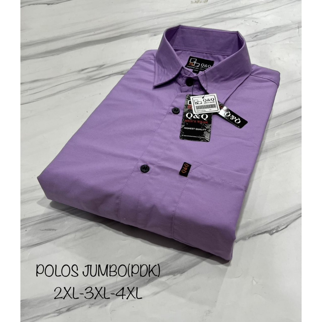 Kemeja Pria Lengan Pendek Lilac Lavender Polos Jumbo Hem Katun Premium Distro Terlaris Edu Store
