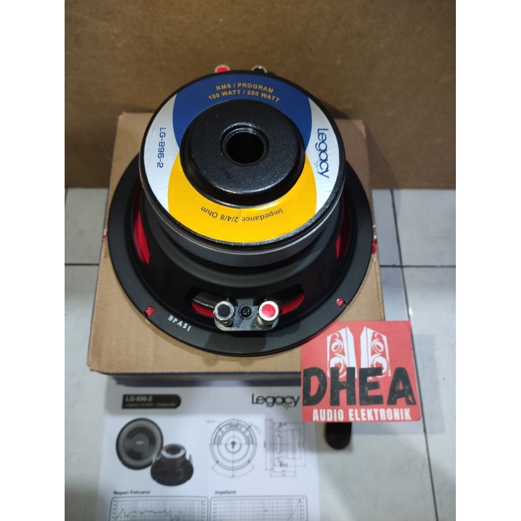 SPEAKER SUBWOOFER LEGACY LG-896-2 speaker double coil 8 INCH 200 WATT impedance 2/4/8ohm