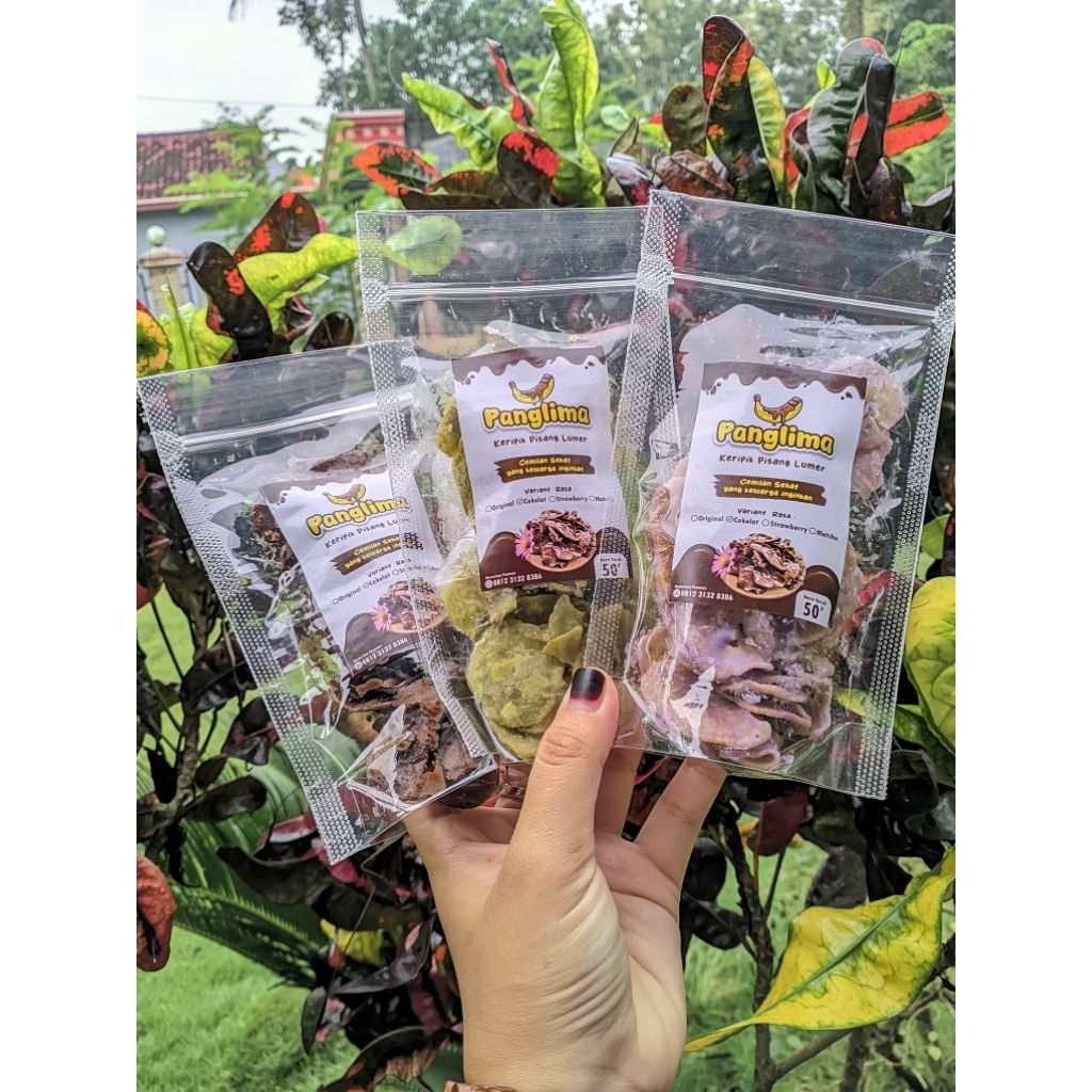 

KERIPIK PISANG LUMER Coklat, Matcha, Taro Cemilan Makanan Snack Chips