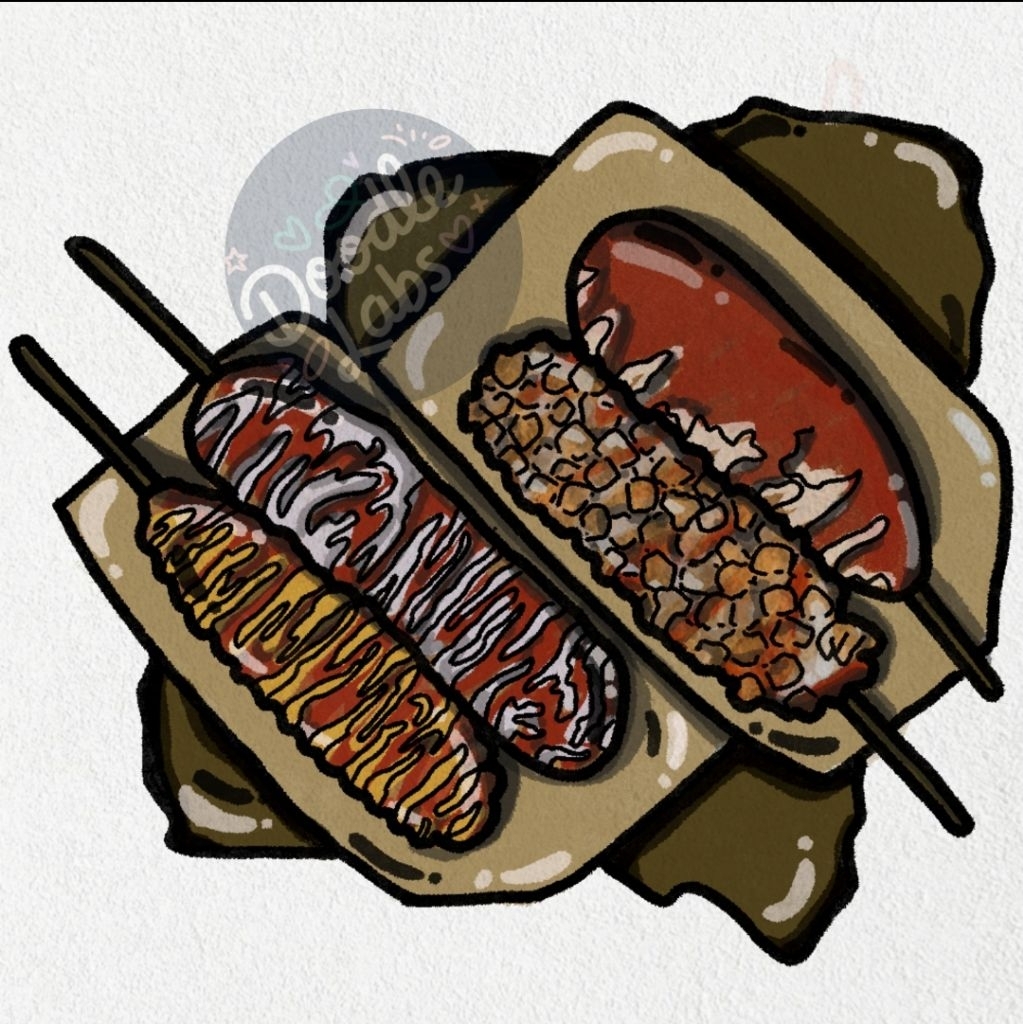 (SOFT FILE ONLY) D01 Ilustrasi makanan / Doodle art Makanan / Doodle art street food / ilustrasi kor