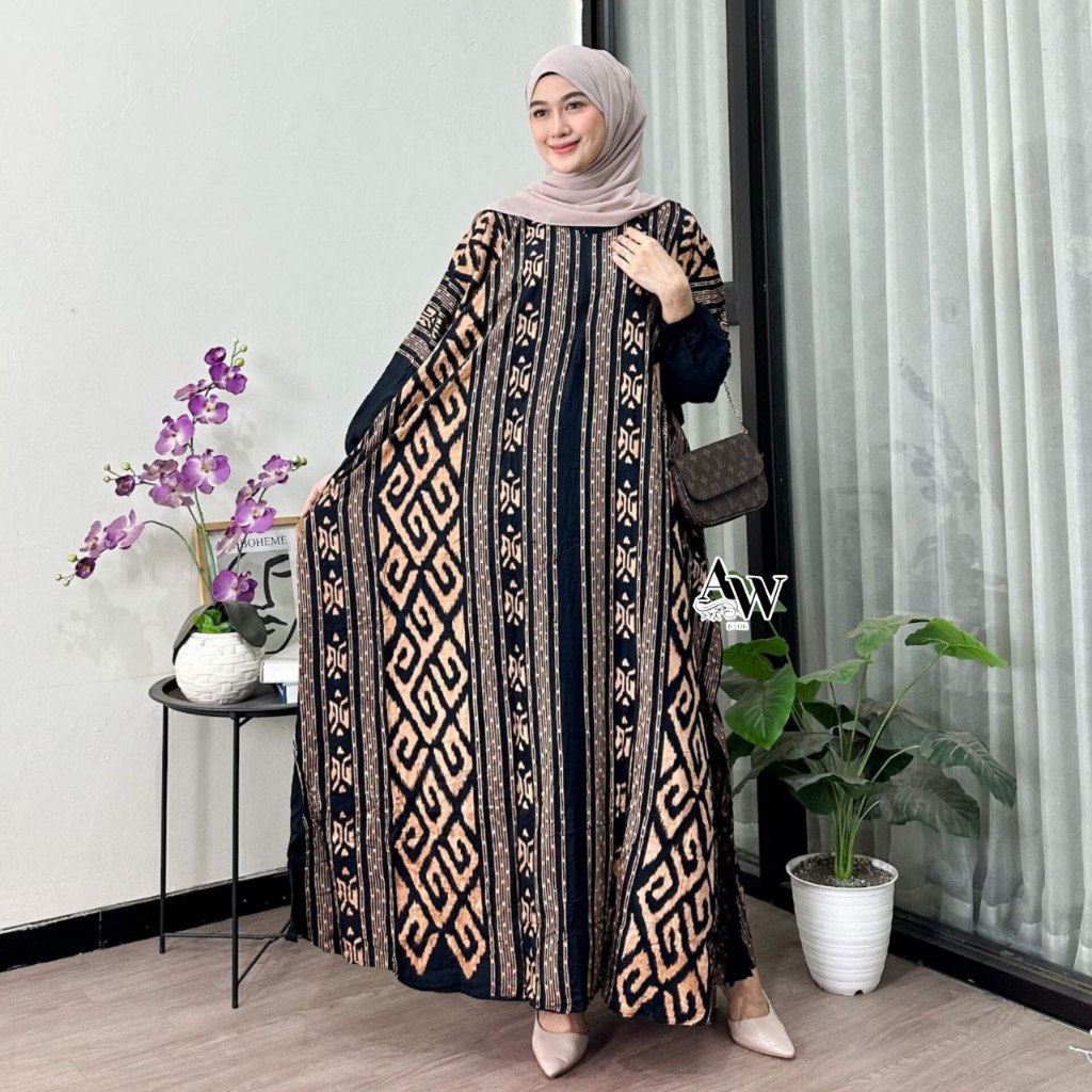 NEW Asmat Kaftan Rayon Jumbo Kaftan Batik Motif Sultan Encim Busui Lengan Panjang Gamis Kaftan