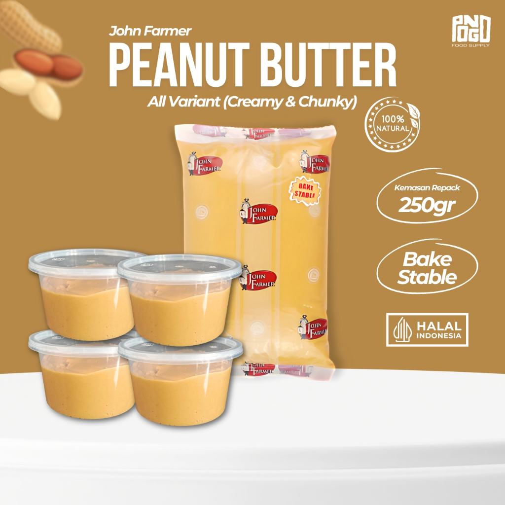 

John Farmer Peanut Butter 250gr Creamy | Chunky | All Variant | Selai Kacang Repack