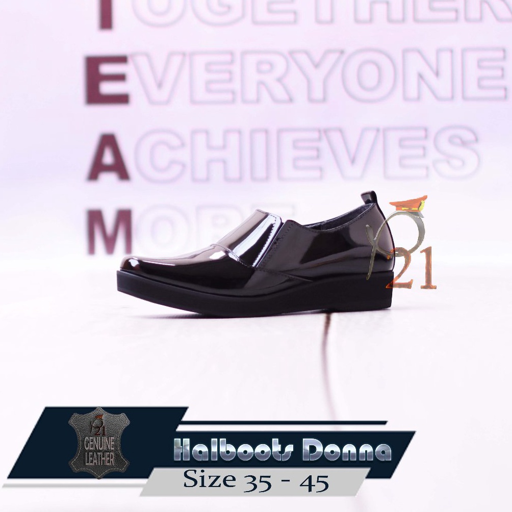 KODE L46Z P21 Halfboot Donna Sepatu Polwan Kulit Sapi Asli