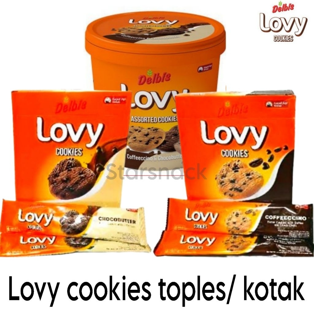 Delbis Lovy cookies coffeeccino chocobutter toples / kotak
