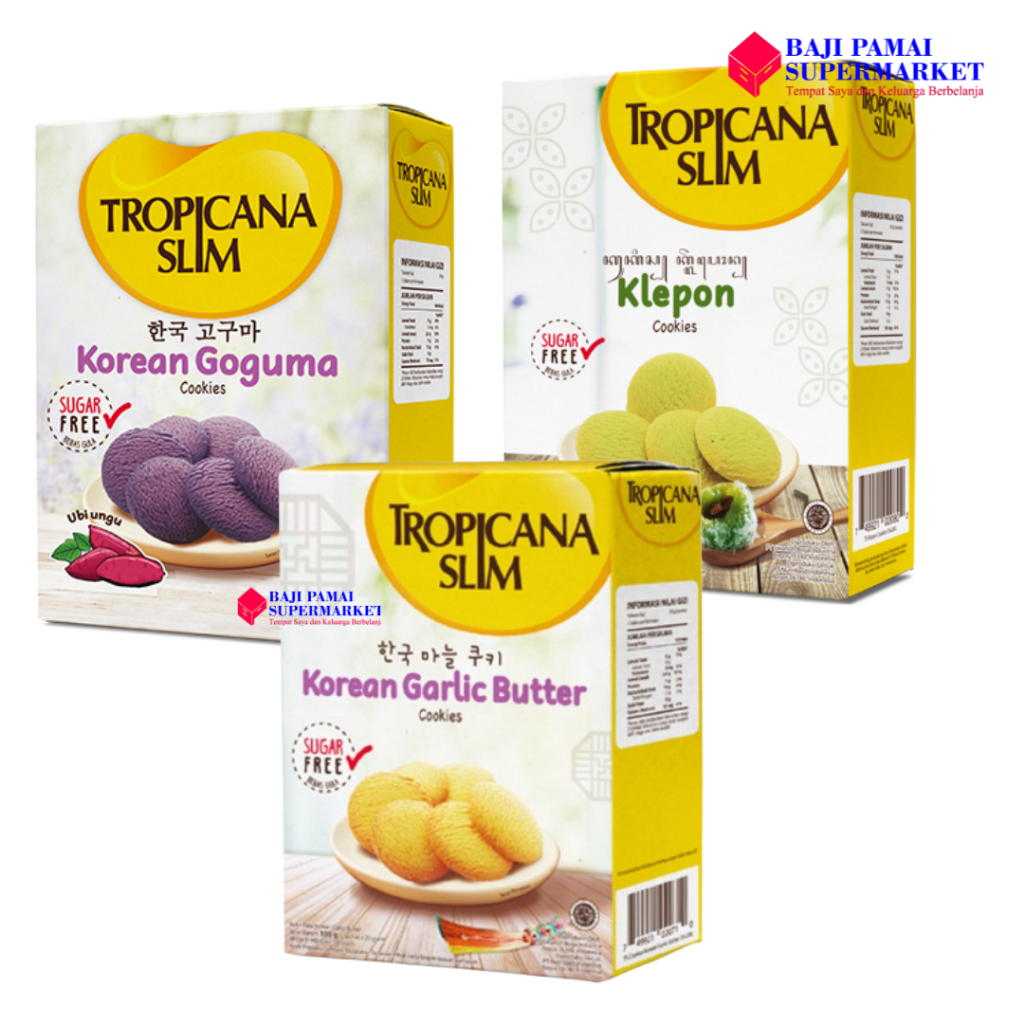 

Tropicana Slim Cookies 100gr All Variant - Korean Garlic Butter / Klepon / Korean Goguma