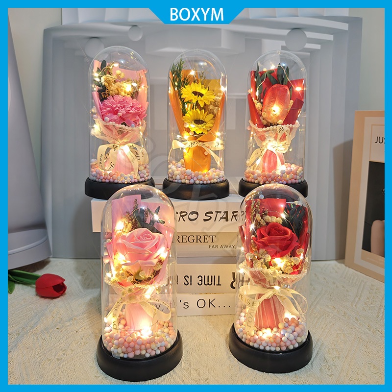 Lampu Hias Bunga Mawar LED Dekorasi Romantis Gift Box Rose Lamp Led Mawar Hadiah Kelulusan