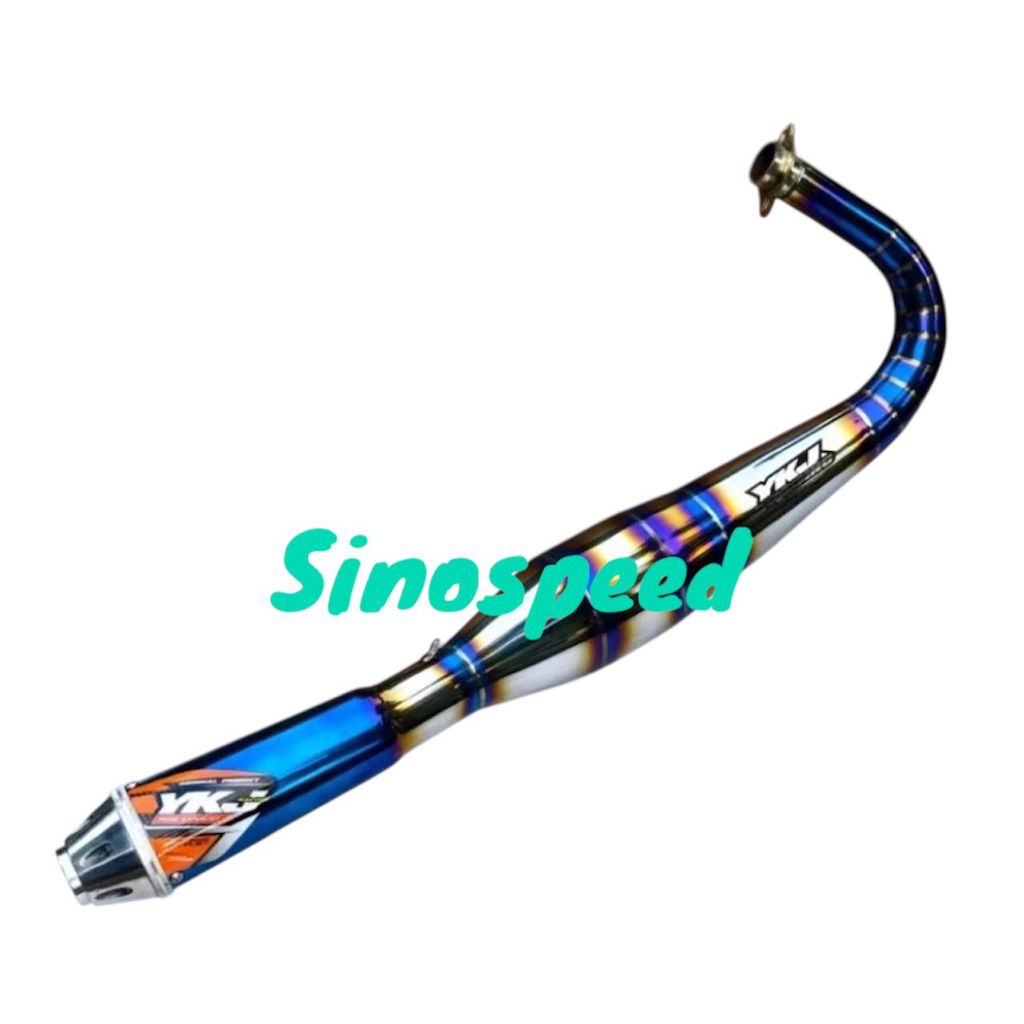 Knalpot kolong YKJ Rx-king Rxk model japstyle titanium blue