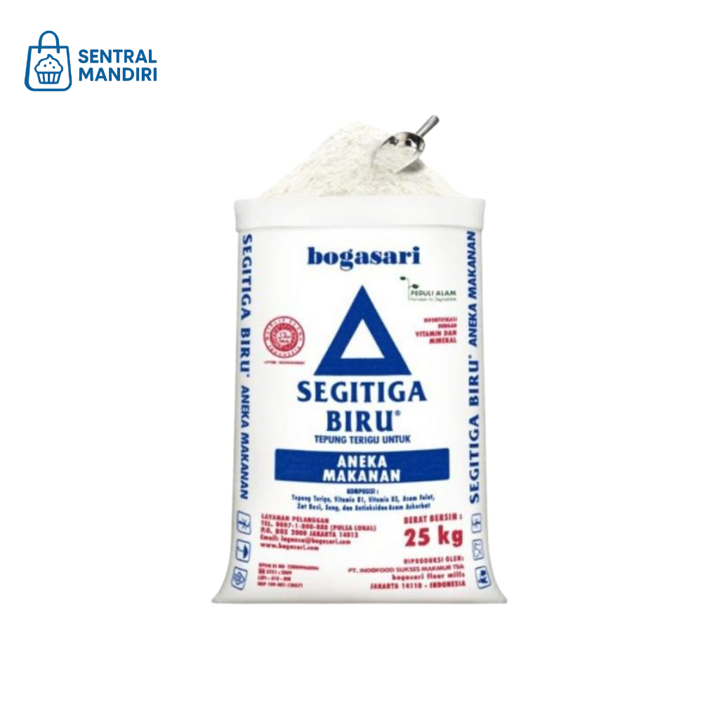 

Tepung Terigu Segitiga Biru Bogasari 25Kg Karung/Bal