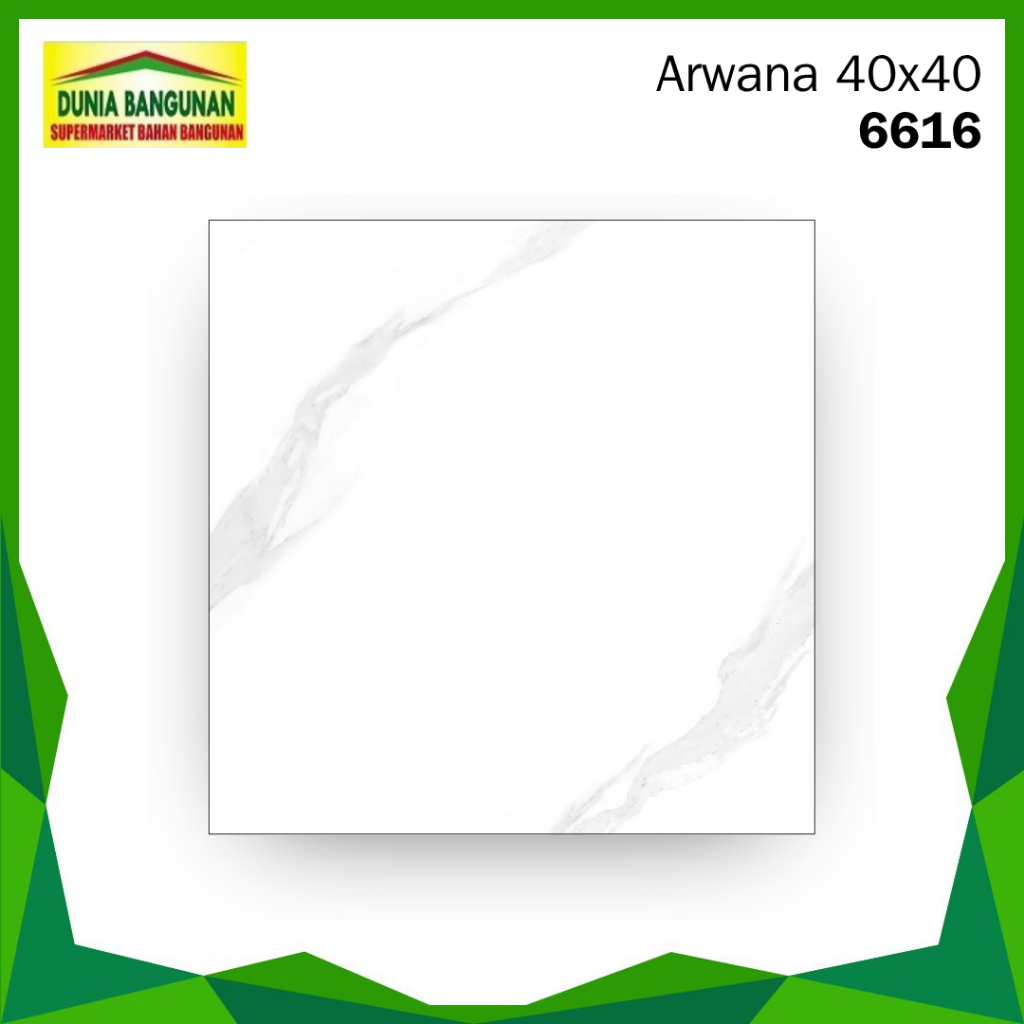 Keramik 40x40 Lantai Arwana 6616 White 40X40 KW 2 Keramik Lantai Carara / Keramik Lantai Putih Motif