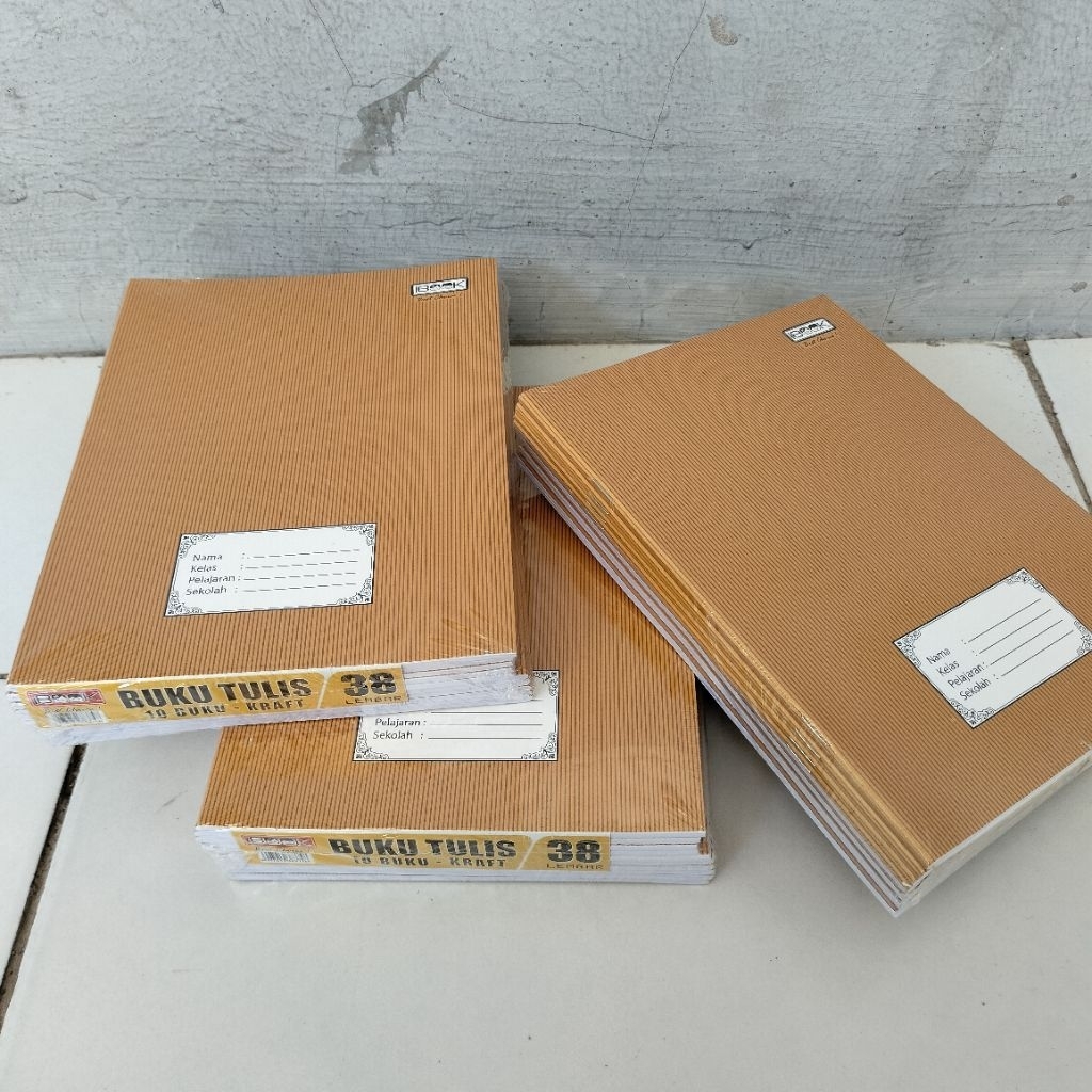 

Ay00! 1 Pak Buku Tulis 38 Lembar Kraft Sampul Coklat (Isi 10 Buku)