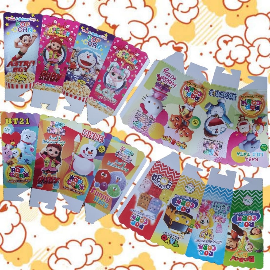 kertas kemasan popcorn ukuran 12×6 / wadah popcorn isi 100 lembar / tempat popcorn / paper popcorn /