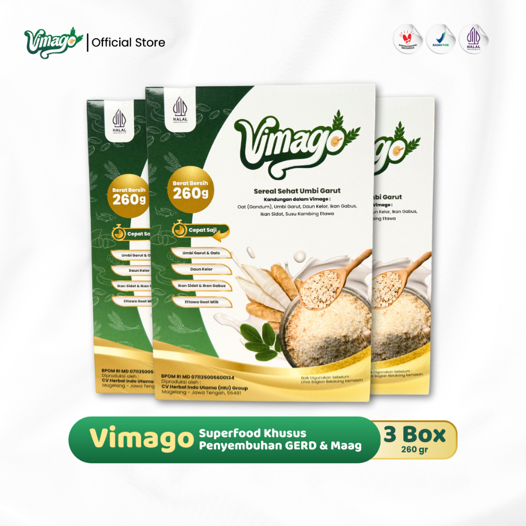 

VIMAGO Sereal Umbi Garut Untuk Menyembuh Luka di Lambung - 260g Isi 3 Pcs