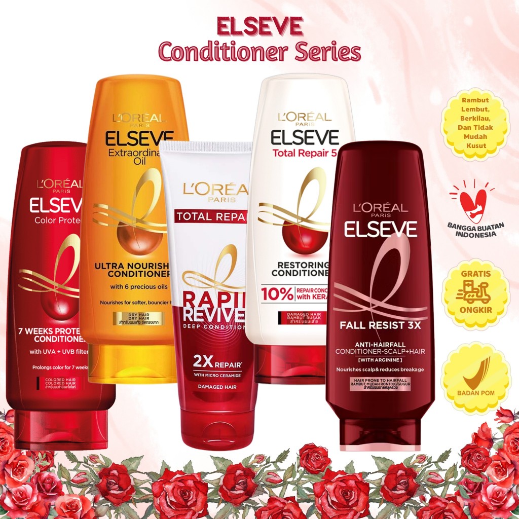 LOREAL PARIS Elseve Conditioner 155ml - Total Repair 5 | Fall Resist 3X | Extraordinary Oil | Rapid 