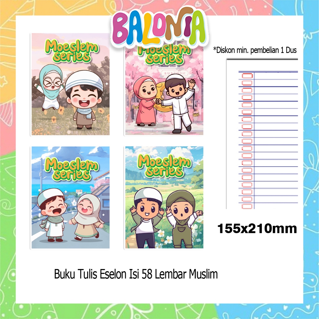 

(1 Buku Isi 58 Lembar) Buku Tulis Eselon Uk 155x210mm, buku tulis sekolah, buku tulis