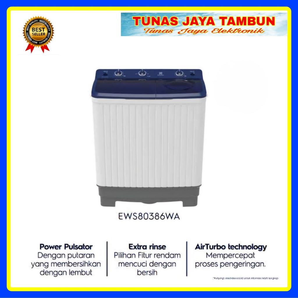 MESIN CUCI ELECTROLUX EWS 80386 WA / MESIN CUCI ELECTROLUX 2 TABUNG 8KG / ELECTROLUX EWS80386WA