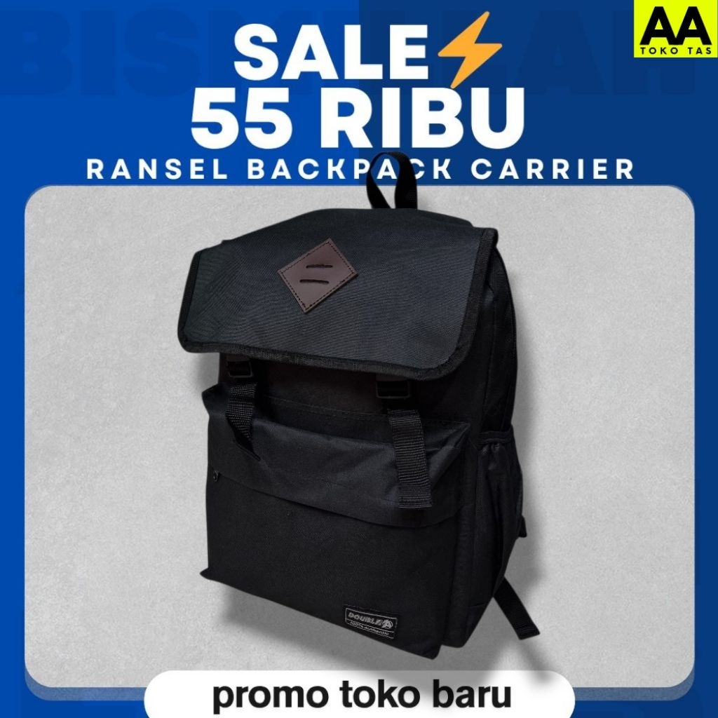 Sale Tas Ransel Sekolah Hitam Backpack Carrier Anak Tk Sd Smp laki laki Kerja Kuliah tempat botol mi