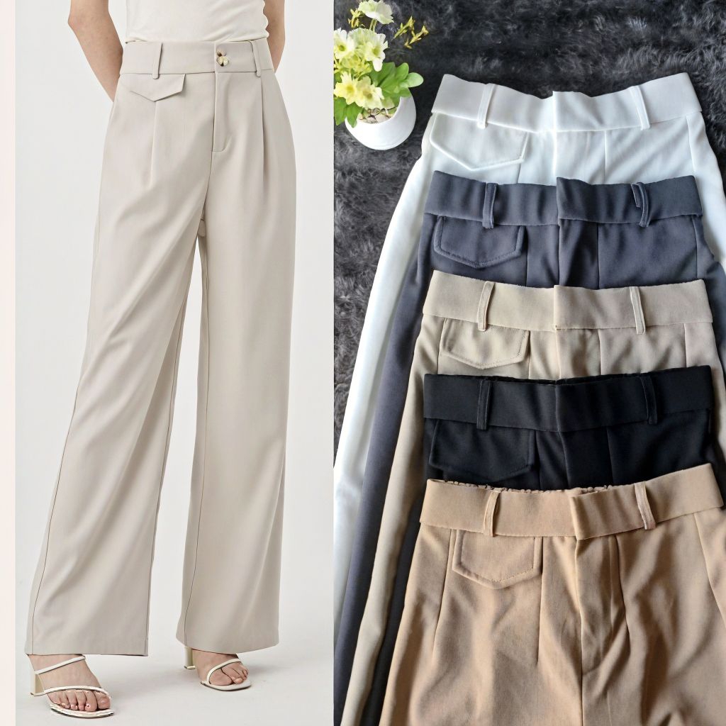 ORO PANTS - THEHIKAM - Celana Kulot Highwaist - Loose Pants Trousers Wanita - Celana Anti Kusut -  K