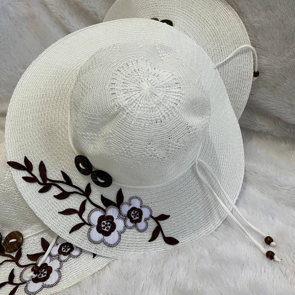 Topi Haji/Umroh Wanita Bordir (1751) | Topi Jaring | Topi Haji | Top Umroh | Topi Pantai | Topi Bord