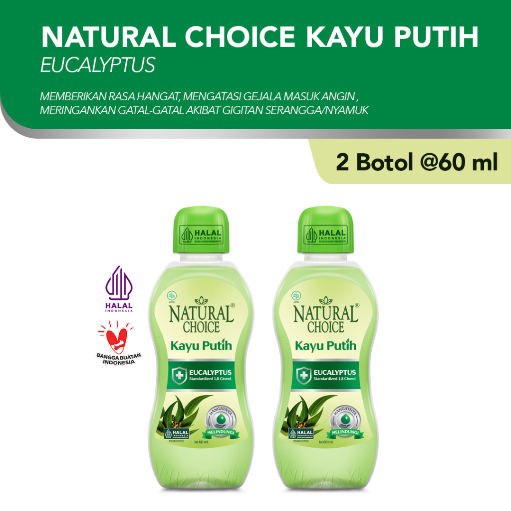 NATURAL CHOICE Minyak Kayu Putih Eucalyptus/Oil BTL [60ml x 2Pcs] - Exp : 03.2027