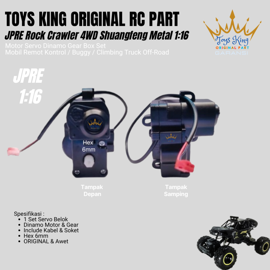 ARIVINDO Motor Servo Dinamo Gear Box Set Belok Mobil RC / Buggy / Climbing JPRE Rock Crawler 4WD