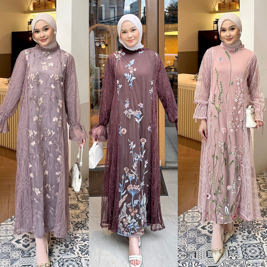 ADELINE DRESS BRUKAT (ONE SET INNER MASET)/ DRESS TILE GARDEN / DRESS LEBARANN