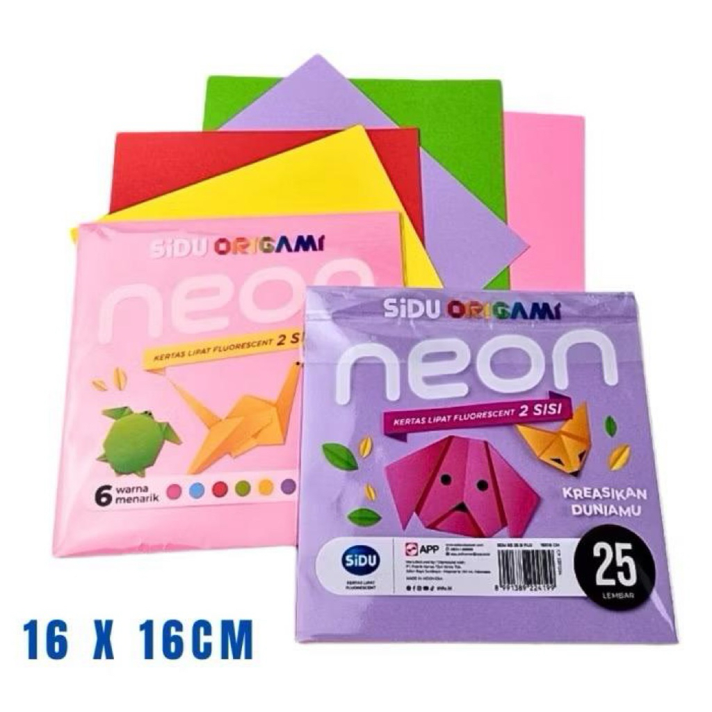 

Kertas Lipat Origami Sidu Neon 16x16 cm Isi 25 Lembar