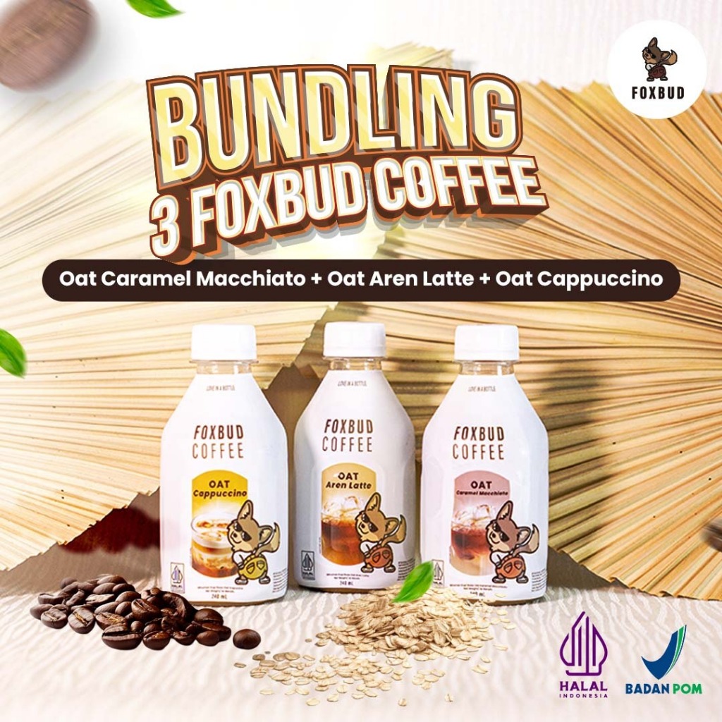 

BUNDLING 3PCS Foxbud Coffee Varian Rasa Oat Caramel Macchiato/Oat Aren Latte/Oat Cappucino