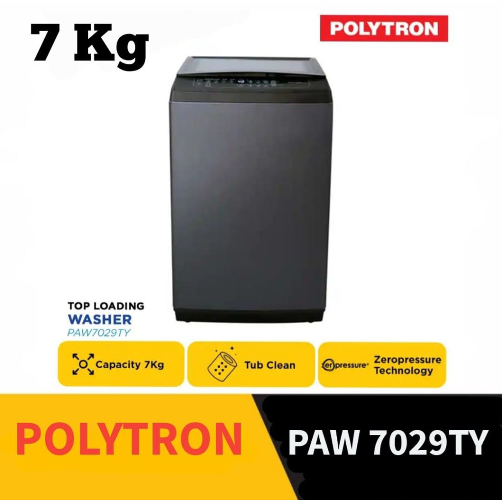 Mesin Cuci 1 Tabung 7 Kg POLYTRON PAW7029TY Mesin cuci 7kg Hitam 1 Tabung Polytron PAW 7029TY