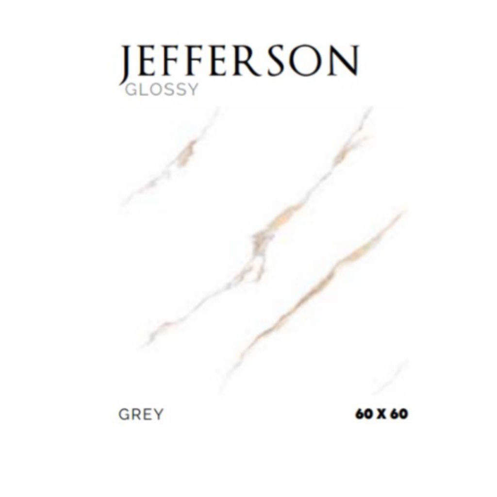 KERAMIK MERK PLATINUM TIPE JEFFERSON GREY UKURAN 60X60 WARNA LATAR PUTIH CORAK MOTIF WARNA ABU EMAS 