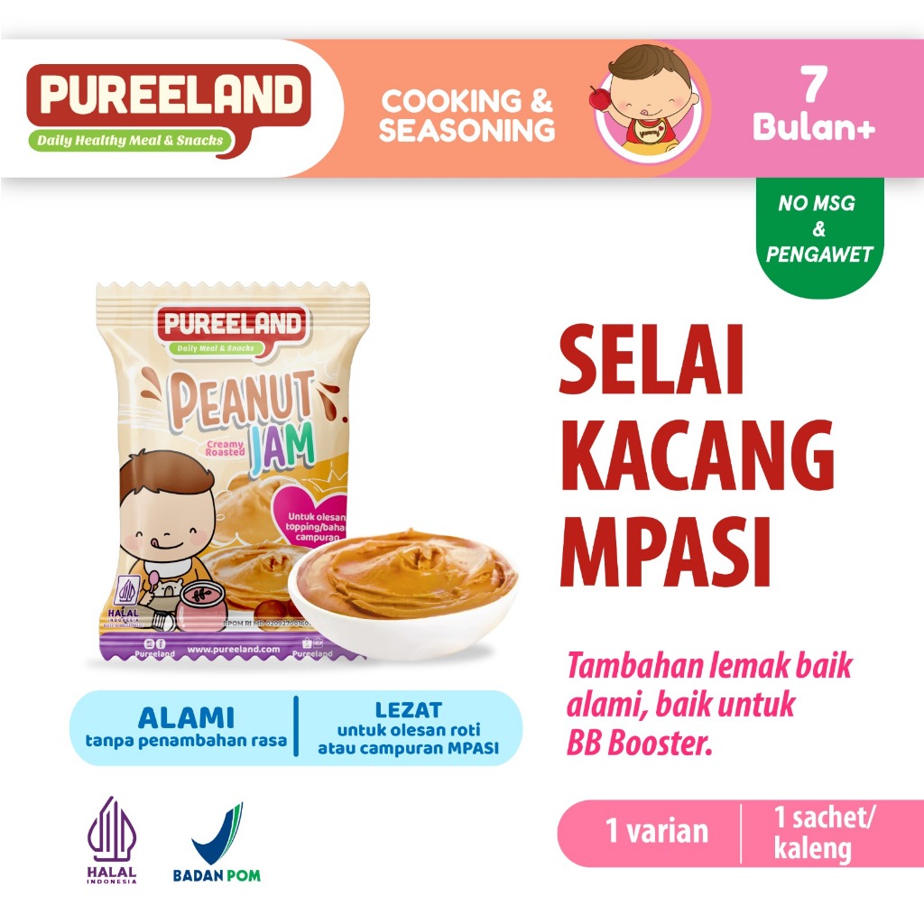 

Pureeland Natural Baby Jam Peanut / Selai Kacang MPASI / No Added Sugar & Preservatives