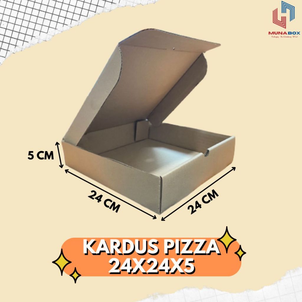 

Kardus Box Pizza Die Cut 24x24x5 Kemasan Pizza Polos