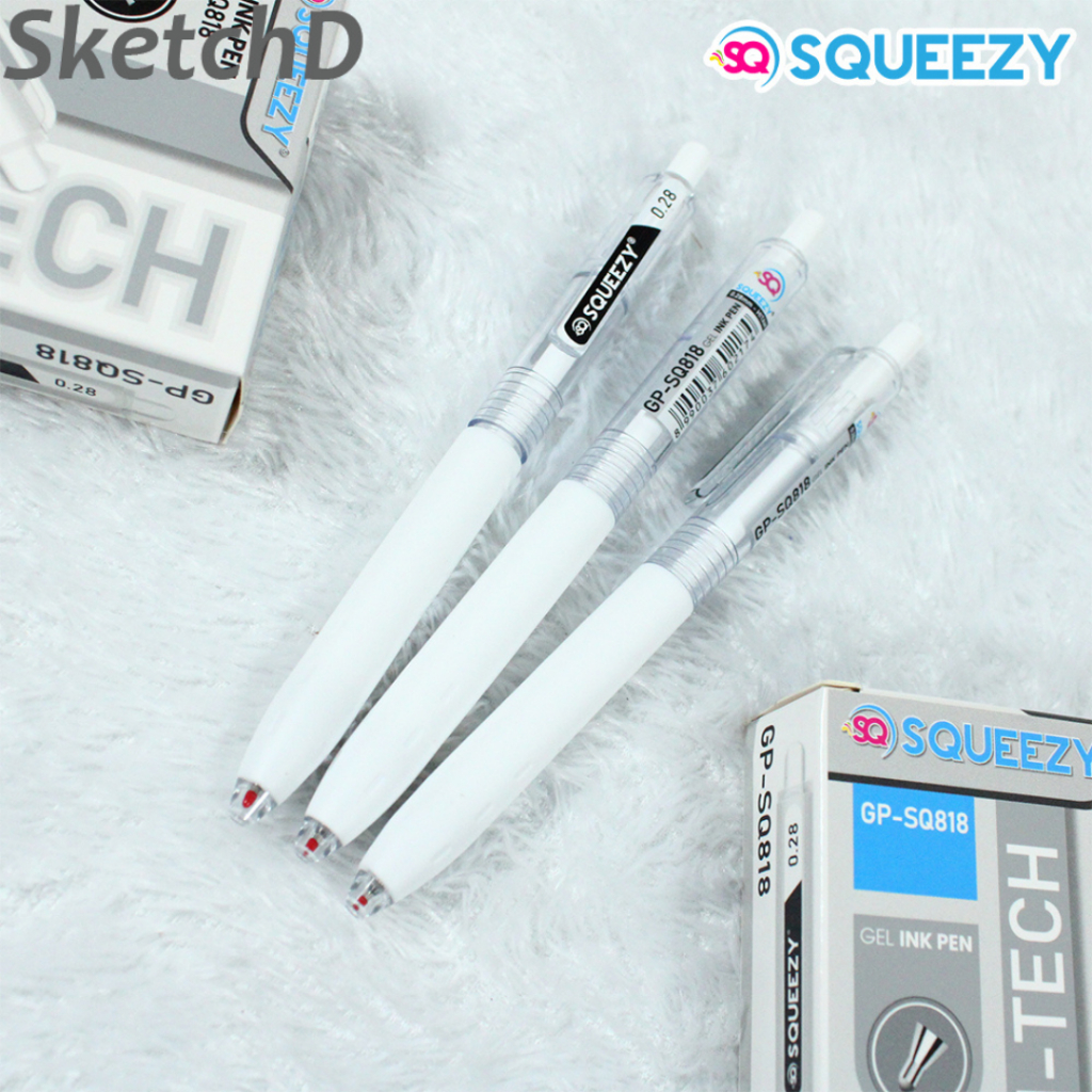 

Pulpen hi-tech hitam tekan 818 Squeezy retract gel black ink pen ballpoint hi tech pena cetrek bolpoin 0.28 mm