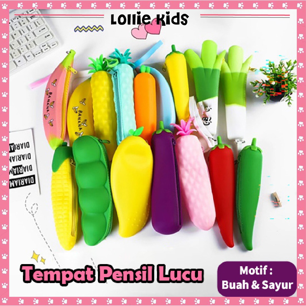 

TEMPAT PENSIL SILICON MODEL BUAH DAN SAYURAN LUCU DENGAN RESLETING / KOTAK PENSIL PENSIL CASE FRUIT