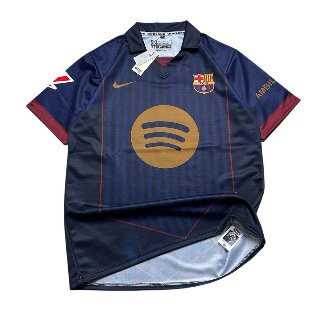 Jersey Bola BARCA Vintage Full Tag BARCELONA Keren Pria Distro Baju Kerah Kaos Cowok Print Panjang P