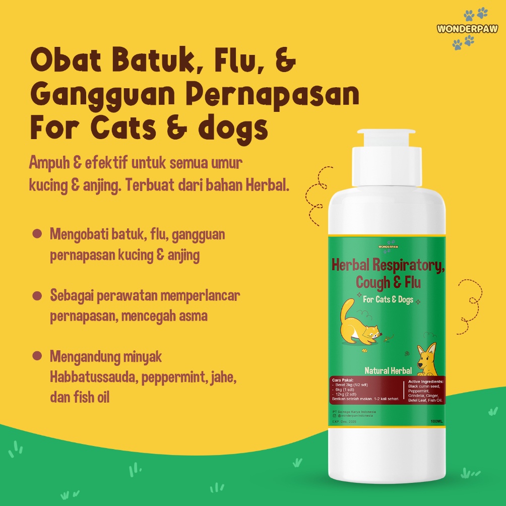 KODE V77R Wonderpaw Obat Flu Batuk Pilek Asma Sesak Nafas Bersin Kucing Anjing Anabul