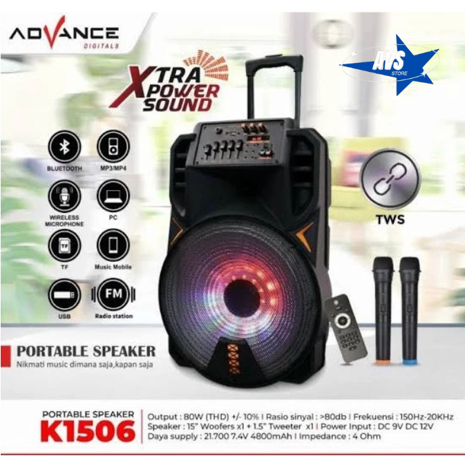 ADVANCE PORTABLE SPEAKER K 1506 BASS
