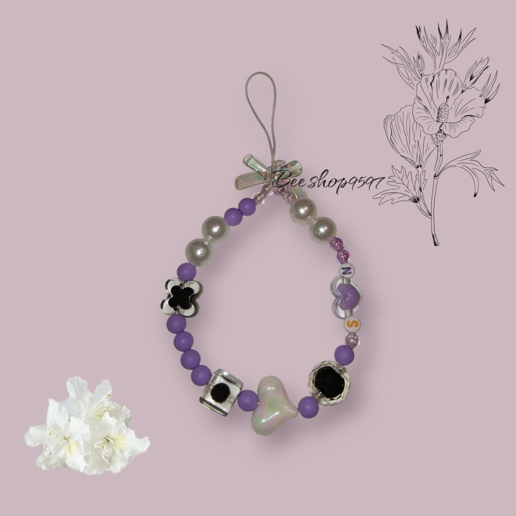 Gantungan hp custom inisial 2 huruf / Gantungan hp + mika softcase bening