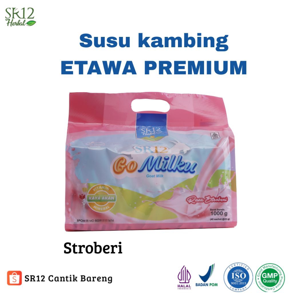 

SR12 Go Milku Susu Kambing Etawa Kemasan bag Isi 40 Sachet- Susu Kambing Etawa|Rasa Cokelat|Rasa Stroberi|Rasa Original
