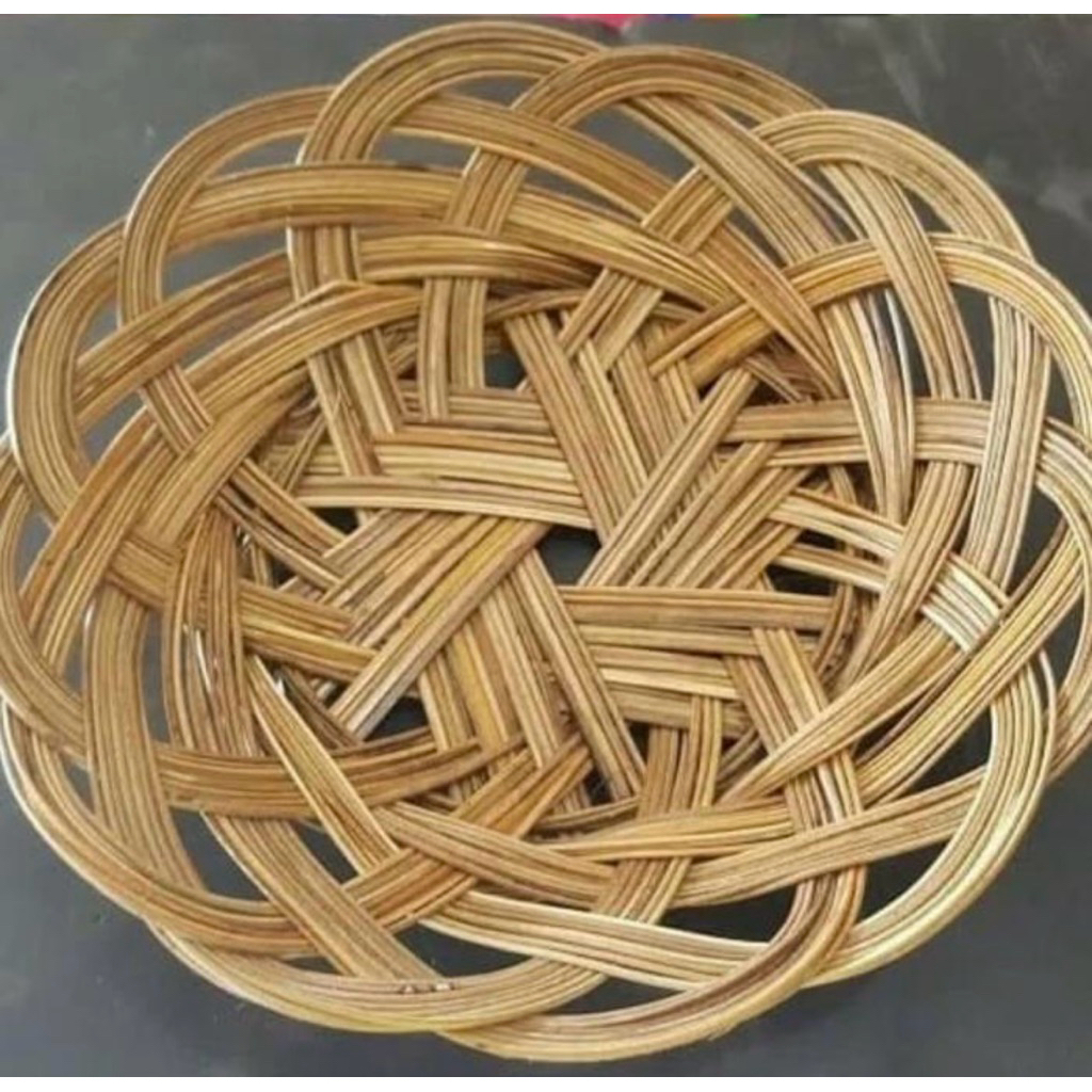 12pcs (1lusin) Piring Lidi Rotan Anyaman Karajinan Tangan