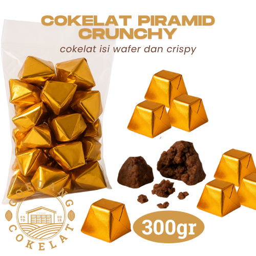 

Cokelat Piramid Crispy 300gr | Cokelat Olahan Wafer n Crispy