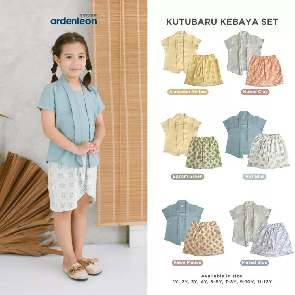 ARDENLEON Setelan Anak Perempuan Batik Kutubaru Kebaya Set 1-6 Tahun