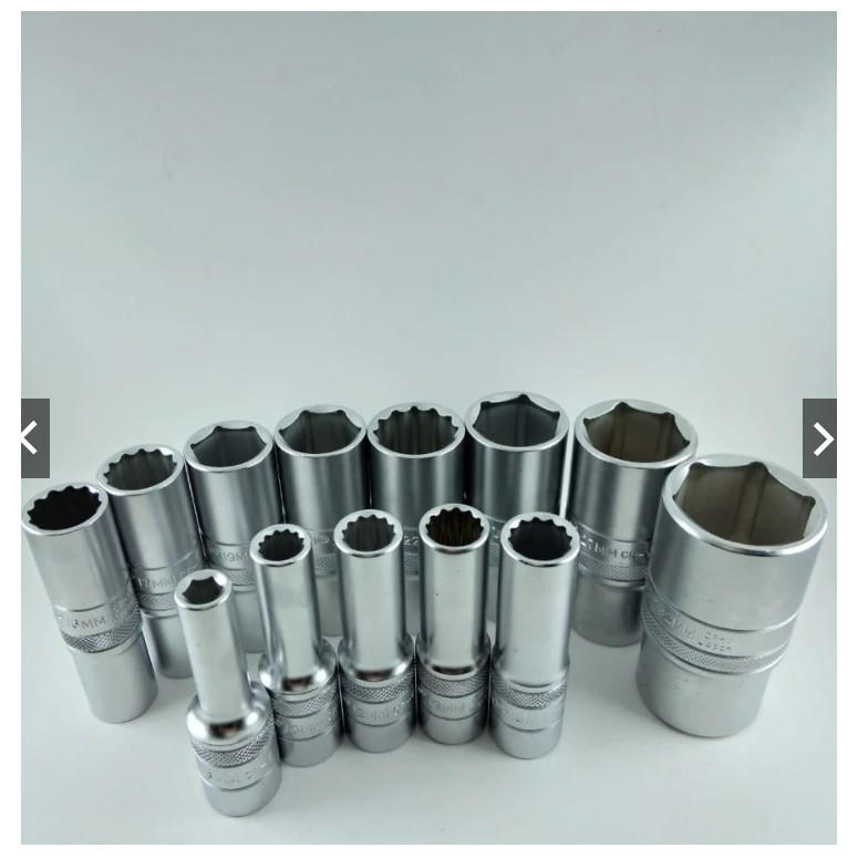Tekiro Mata Kunci Shock Chrome Panjang Sok Sock Socket Bintang 1/2 inci 12PT 8, 10, 11, 12, 13, 14, 